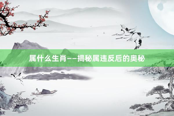 属什么生肖——揭秘属违反后的奥秘